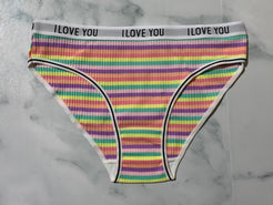 Women's Ribbed Striped Cotton Briefs Panties Underwear Bikini Low Rise Style 6