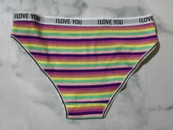 Women's Ribbed Striped Cotton Briefs Panties Underwear Bikini Low Rise Style 5