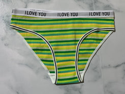 Women's Ribbed Striped Cotton Briefs Panties Underwear Bikini Low Rise Style 4