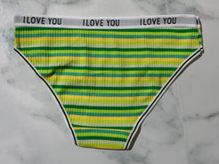 Women's Ribbed Striped Cotton Briefs Panties Underwear Bikini Low Rise Style 4