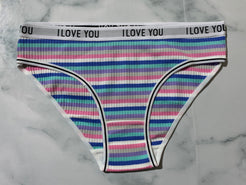 Women's Ribbed Striped Cotton Briefs Panties Underwear Bikini Low Rise Style 3