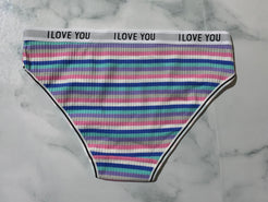 Women's Ribbed Striped Cotton Briefs Panties Underwear Bikini Low Rise Style 3