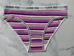 Women's Ribbed Striped Cotton Briefs Panties Underwear Bikini Low Rise Style 2