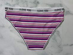 Women's Ribbed Striped Cotton Briefs Panties Underwear Bikini Low Rise Style 2