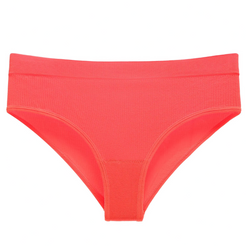 Women's Ribbed Orange Polyester Briefs Panties Underwear Bikini Low Rise