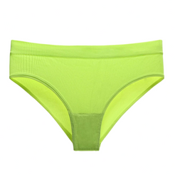 Women's Ribbed Lime Polyester Briefs Panties Underwear Bikini Low Rise
