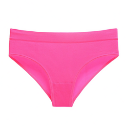 Women's Ribbed Pink Polyester Briefs Panties Underwear Bikini Low Rise